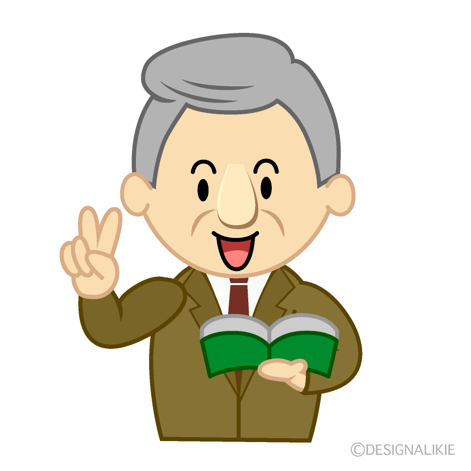 ピースする教授
