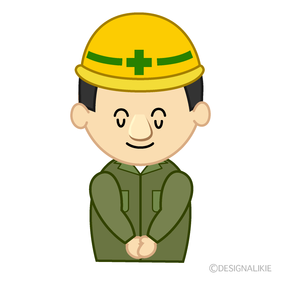 お辞儀する建設作業員
