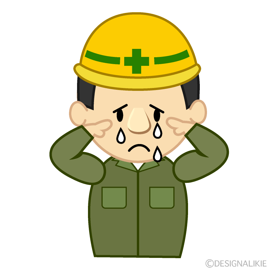 泣く建設作業員