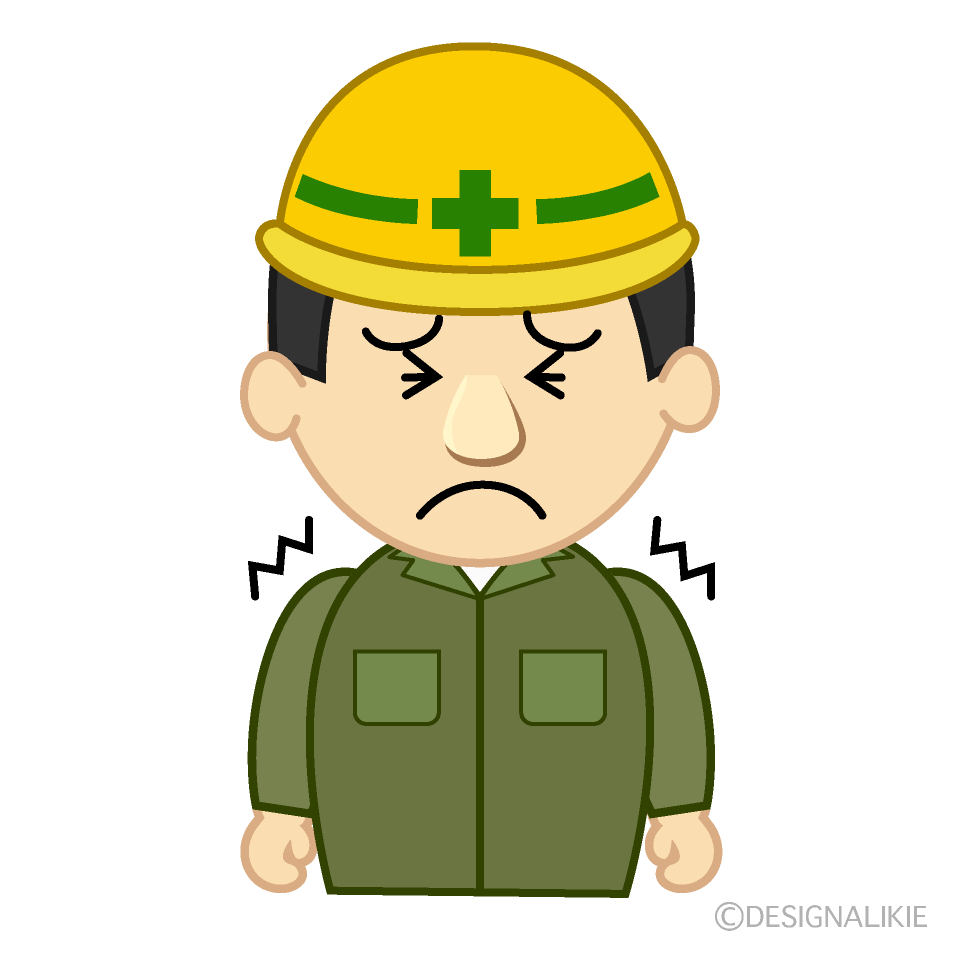 我慢する建設作業員