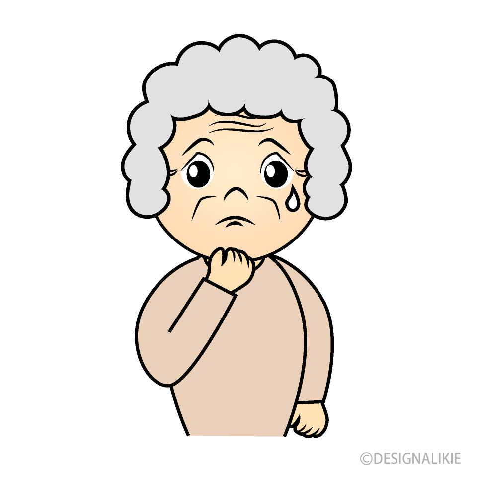 心配な顔のおばあさん