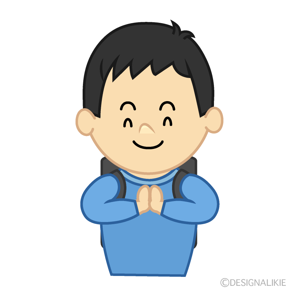 感謝する小学生男子