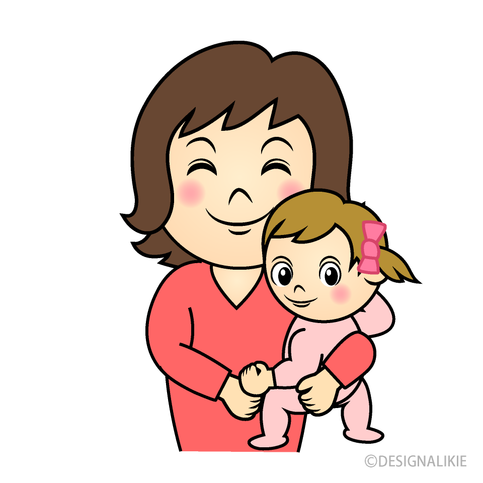女の子の赤ちゃんを抱っこした母親