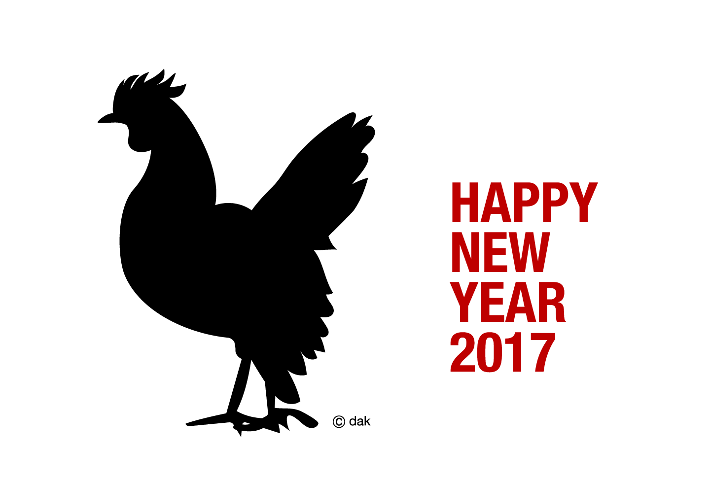 鶏シルエットの年賀状