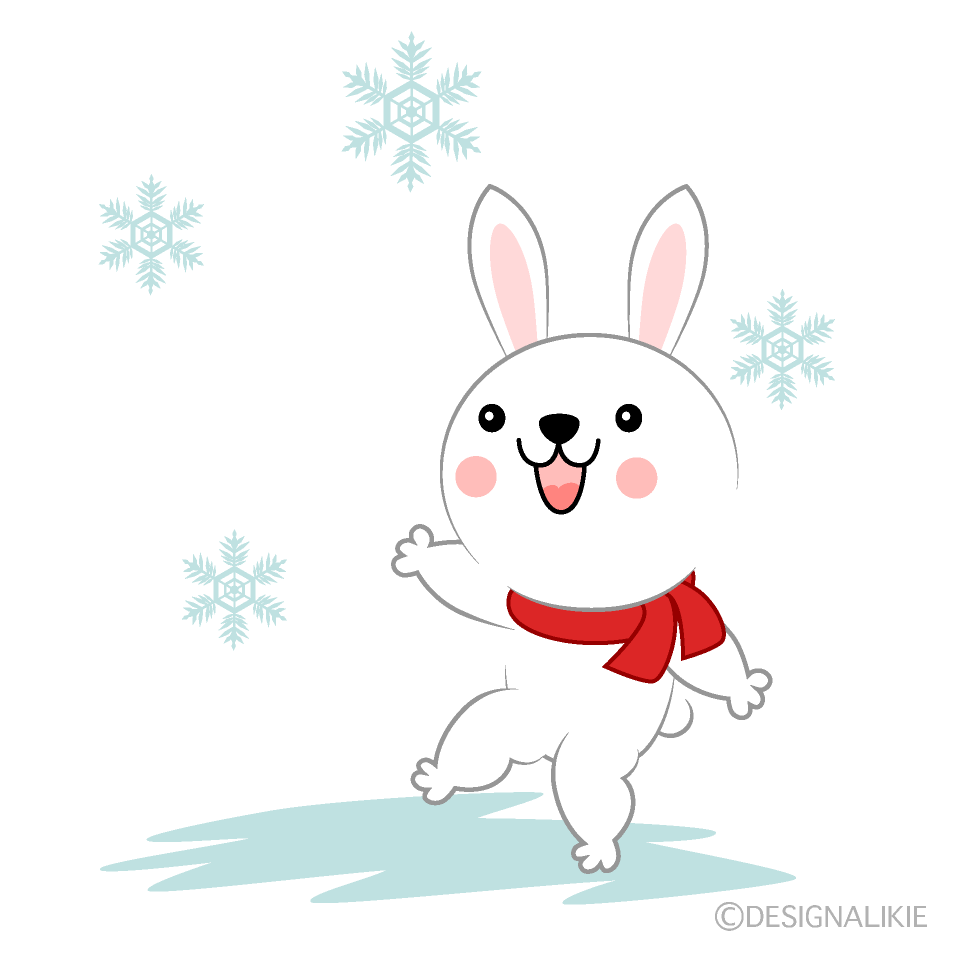 雪にはしゃぐウサギ