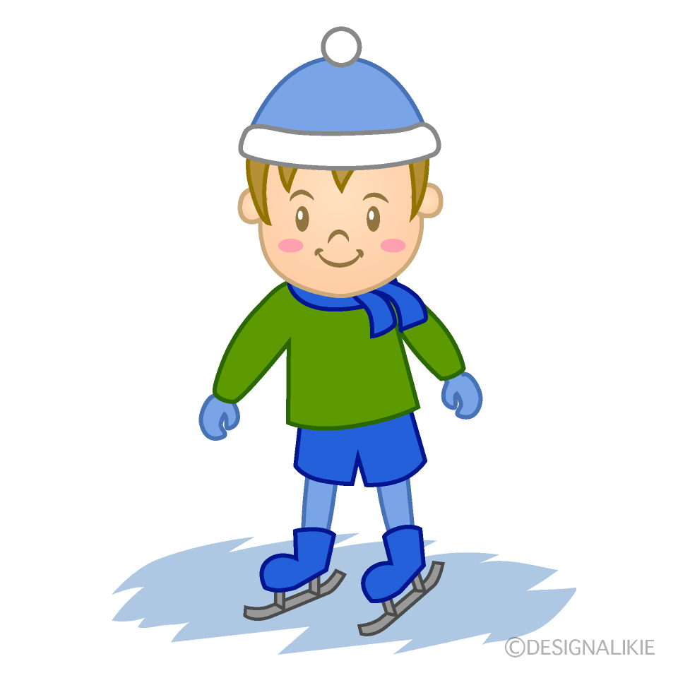 スケートをする小さな男の子