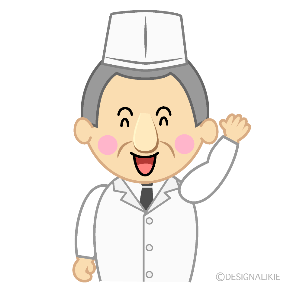 挨拶する寿司職人