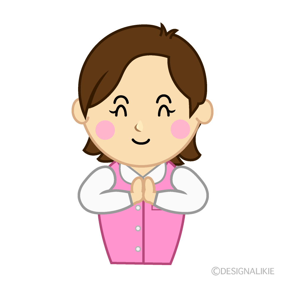 感謝する事務員
