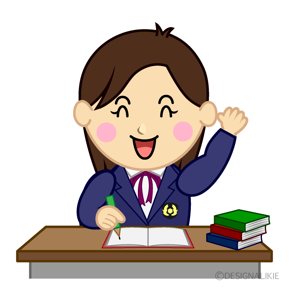 挨拶する勉強する女子高生