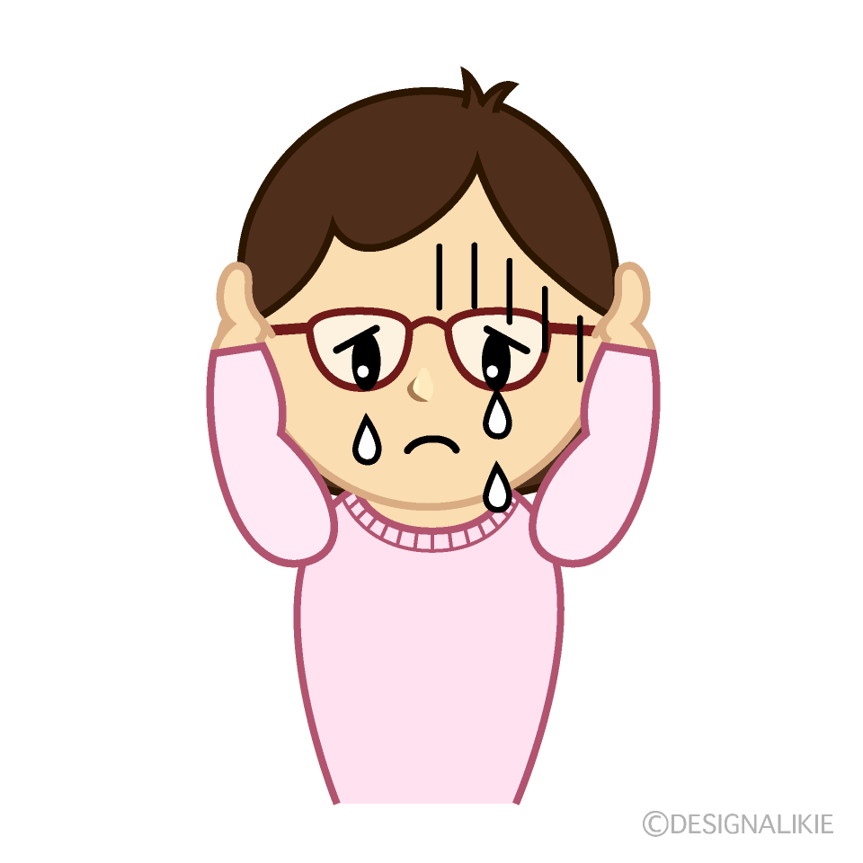 落ち込むメガネ女性