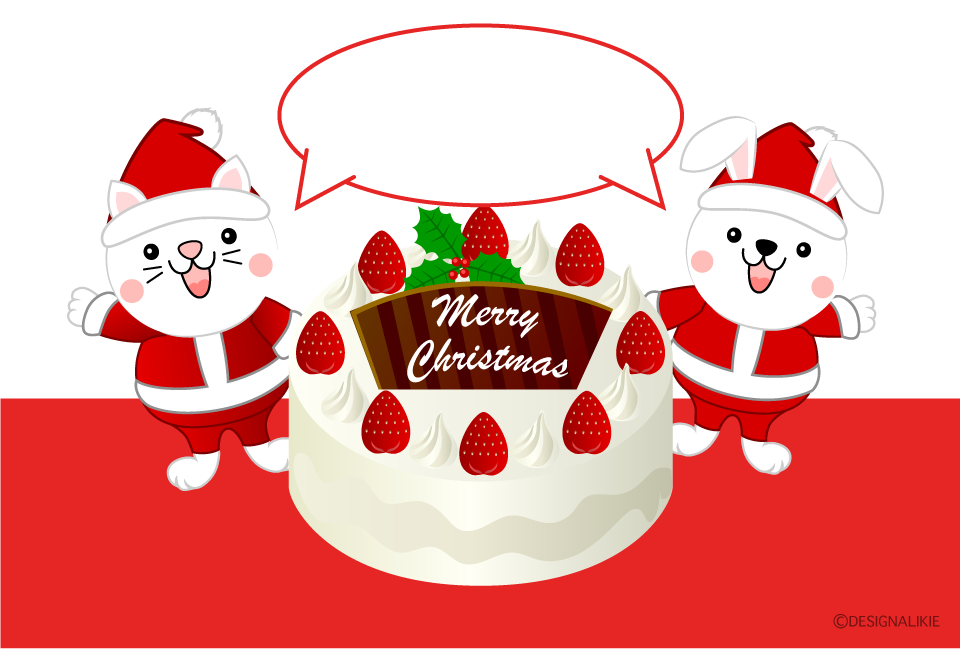 ネコとウサギのクリスマスケーキ