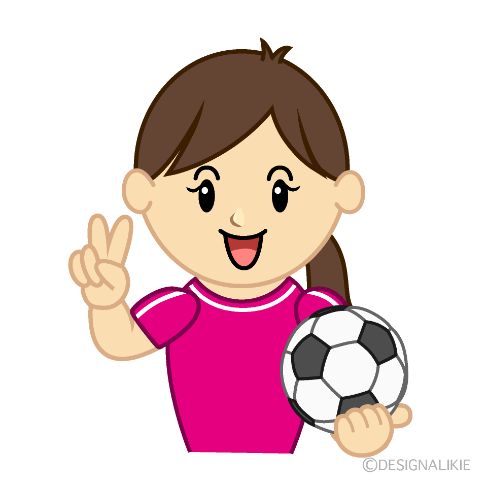 ピースする女子サッカー