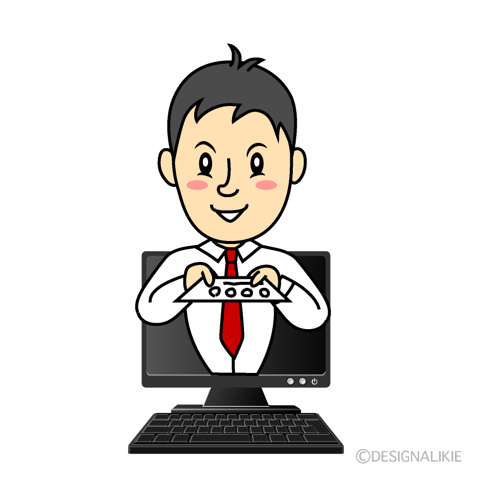 パソコンから出てくる営業マン
