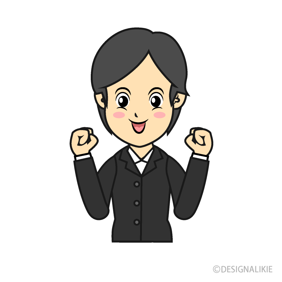 笑顔でガッツポーズする就活女子