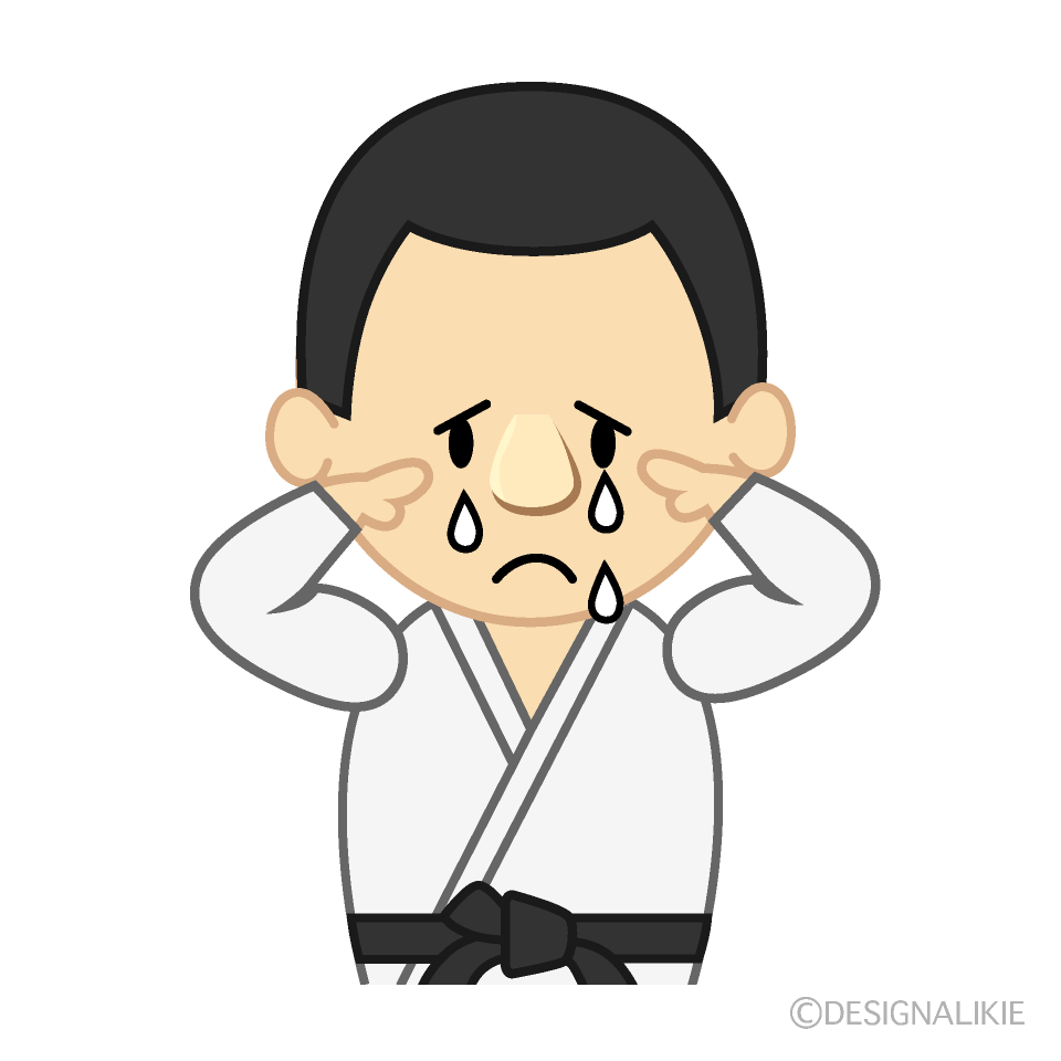 泣く柔道選手