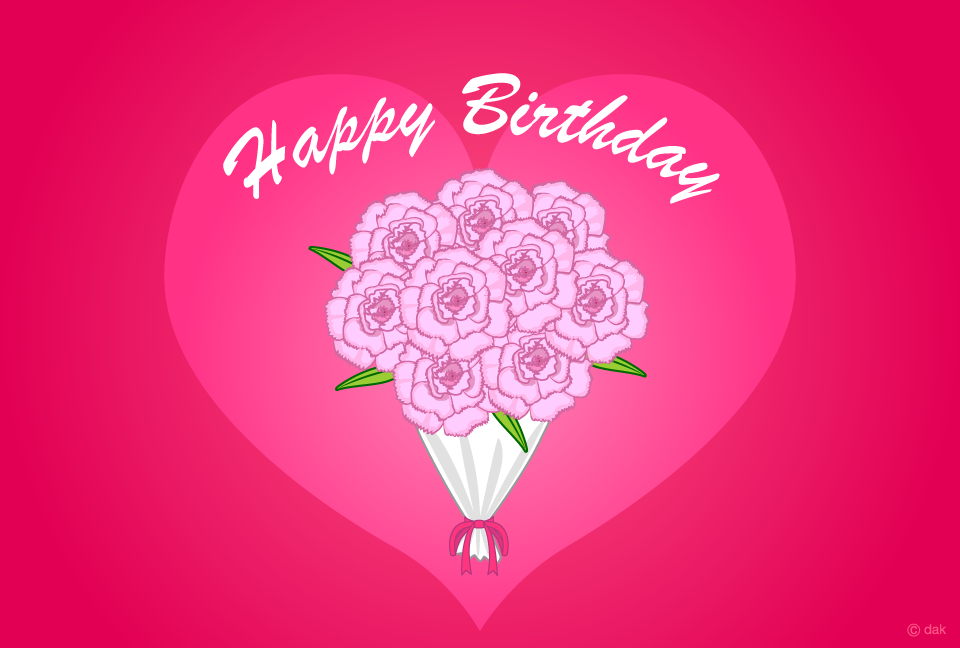 カーネションの花束の誕生日カード