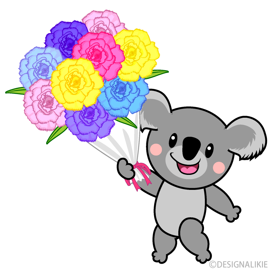 お祝いするコアラキャラ