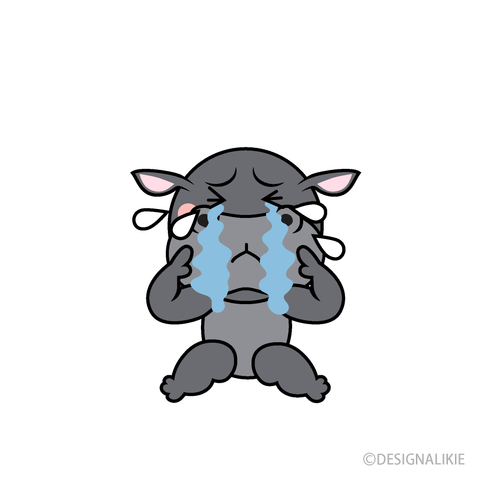 泣くカバキャラ