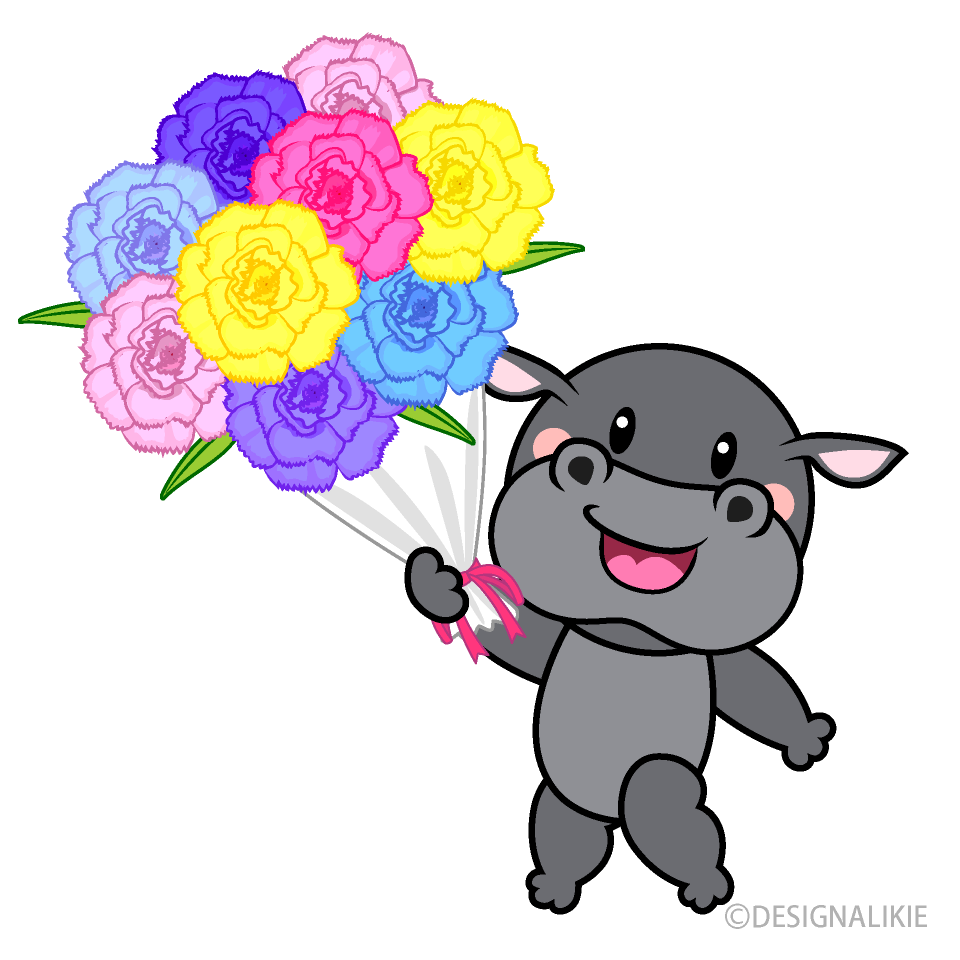 お祝いするカバキャラ