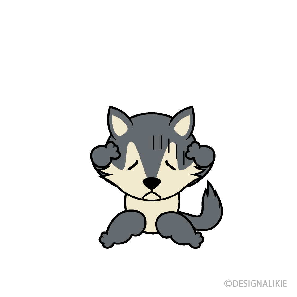 悩むオオカミキャラ
