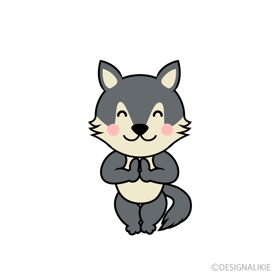 感謝するオオカミキャラ