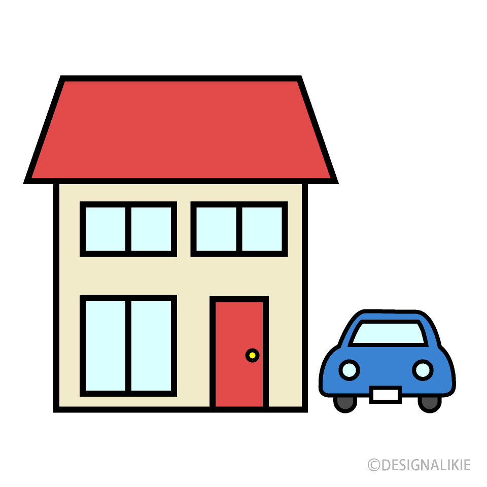 車のあるマイホームアイコン