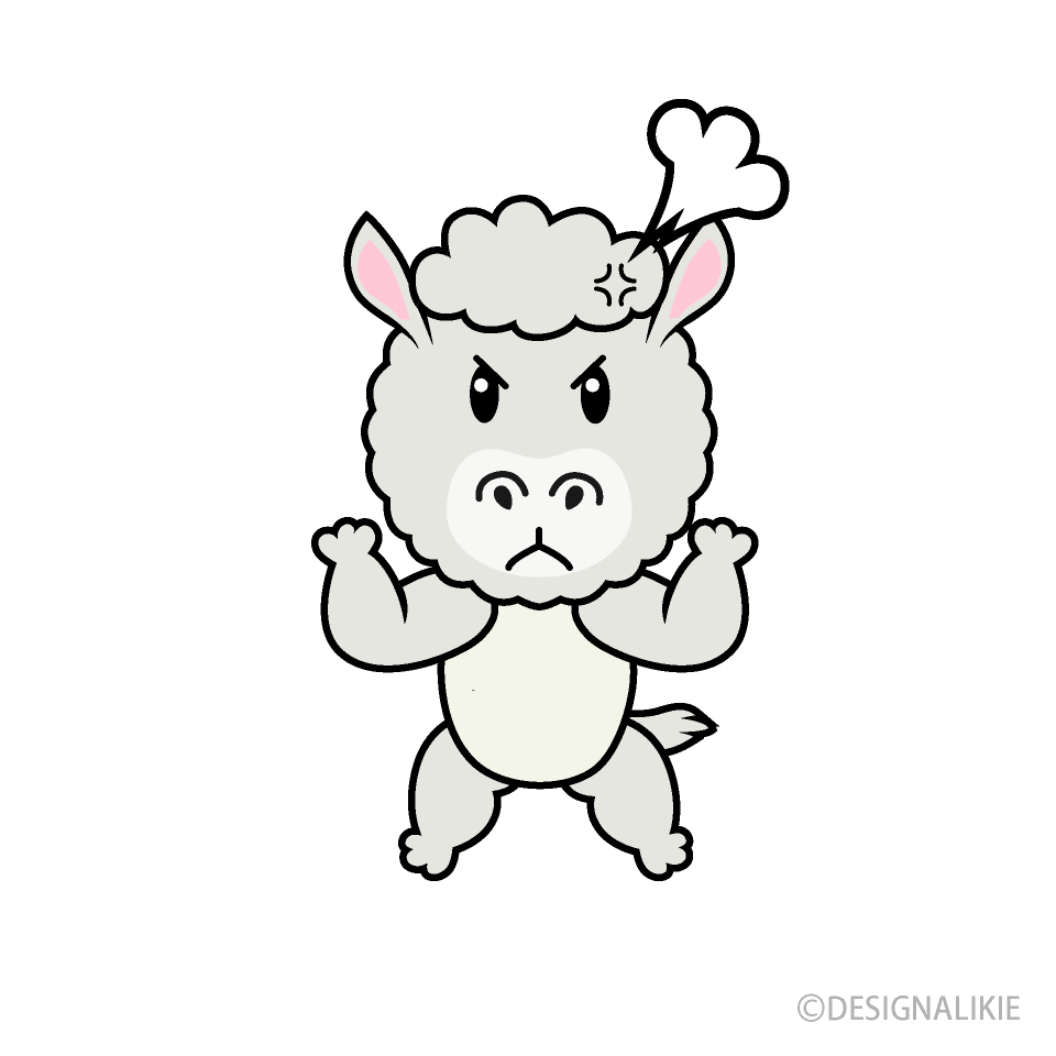怒るアルパカキャラ