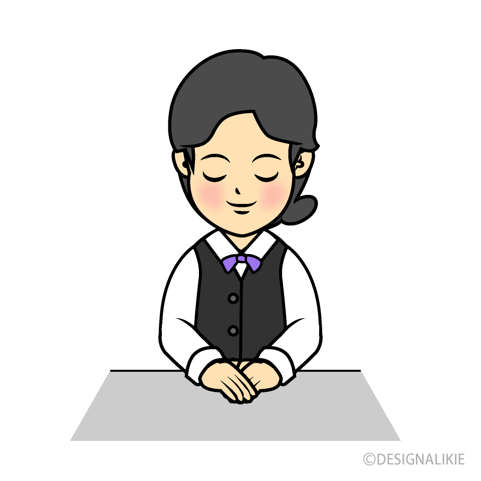 お辞儀する銀行員女性