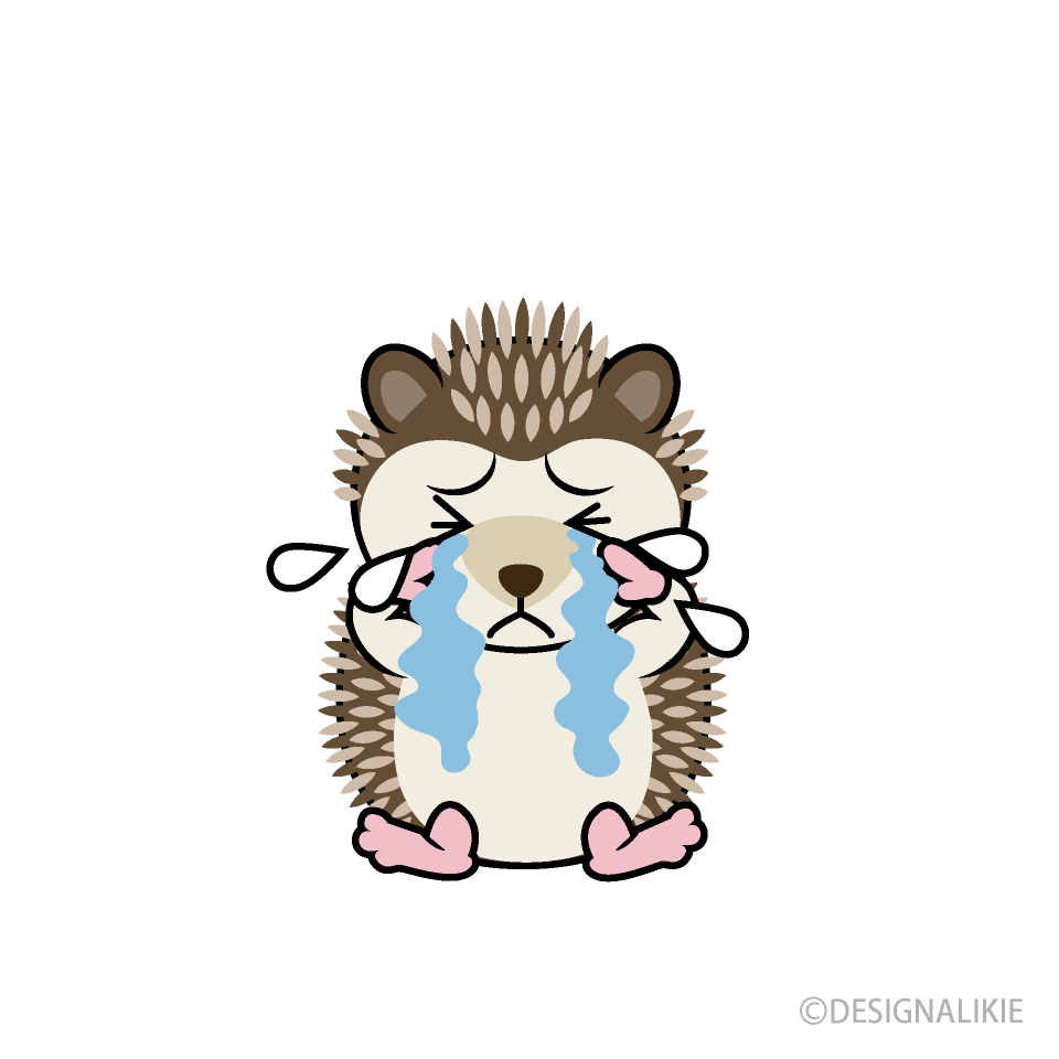 泣くハリネズミキャラ