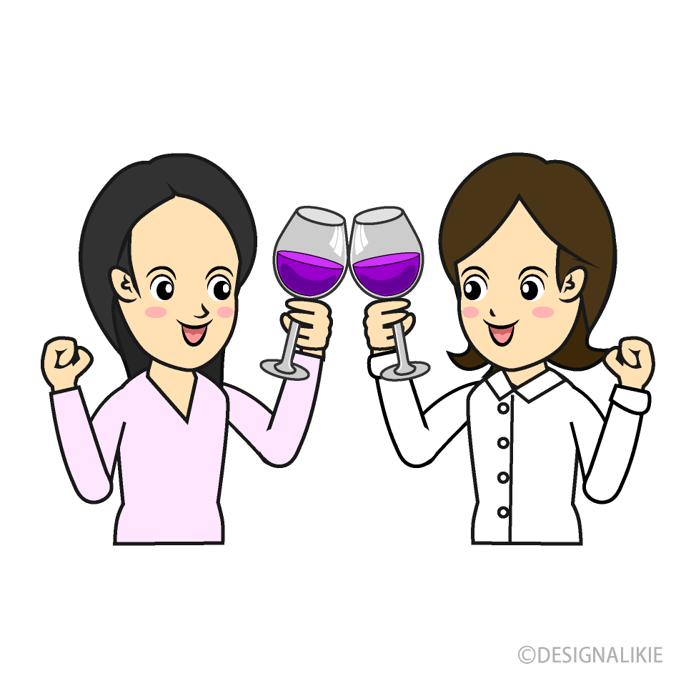 ワインで乾杯する女子会
