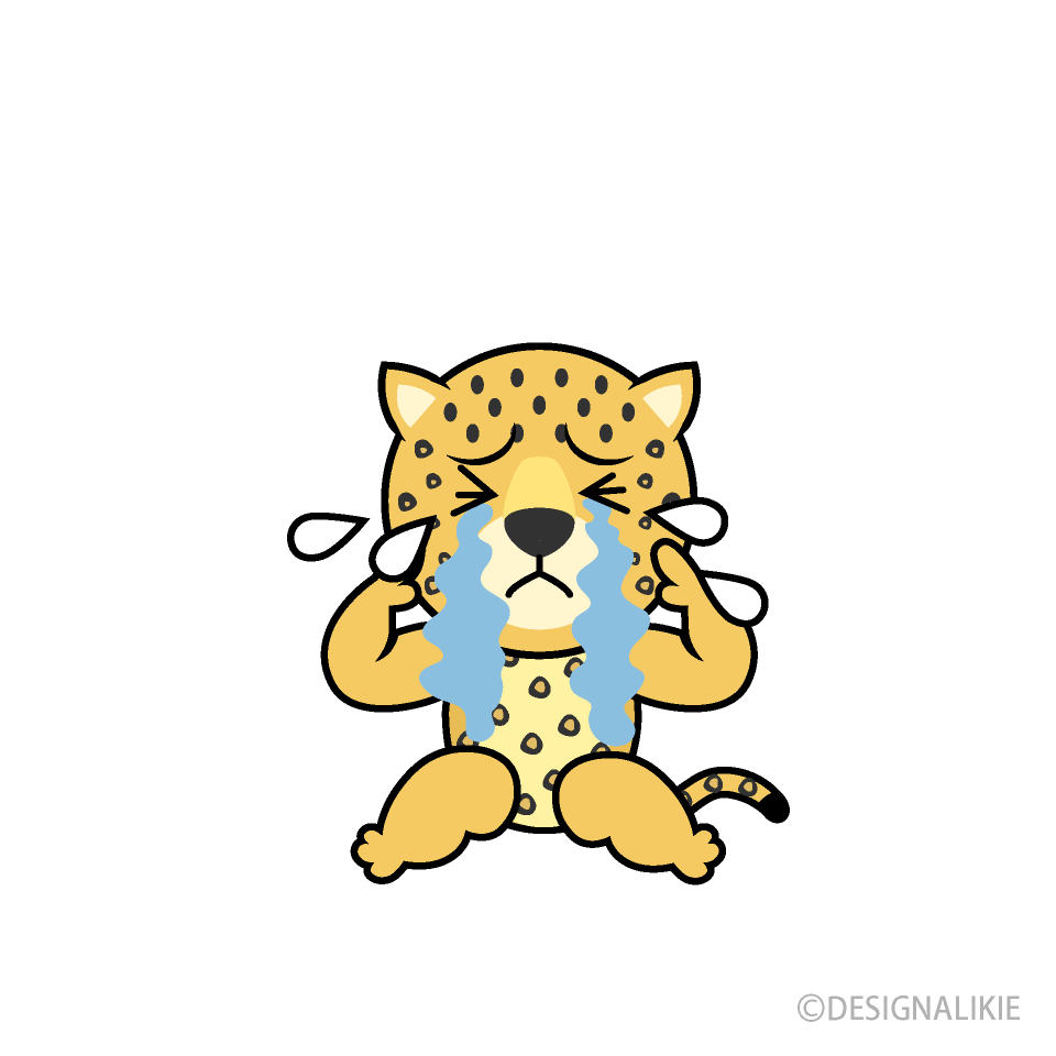 泣くヒョウキャラ