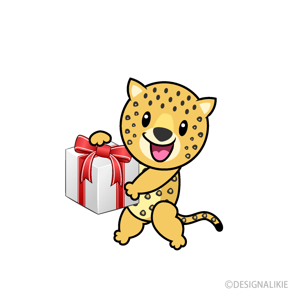 プレゼントするヒョウキャラ