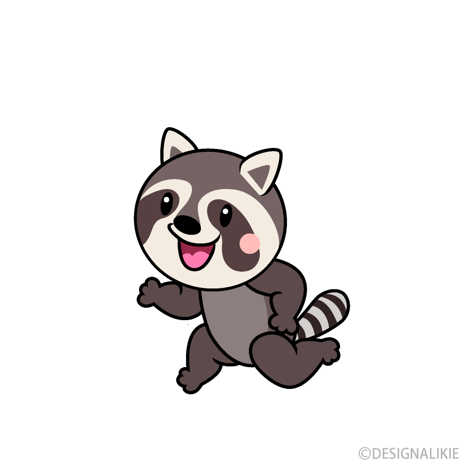 走るアライグマキャラ