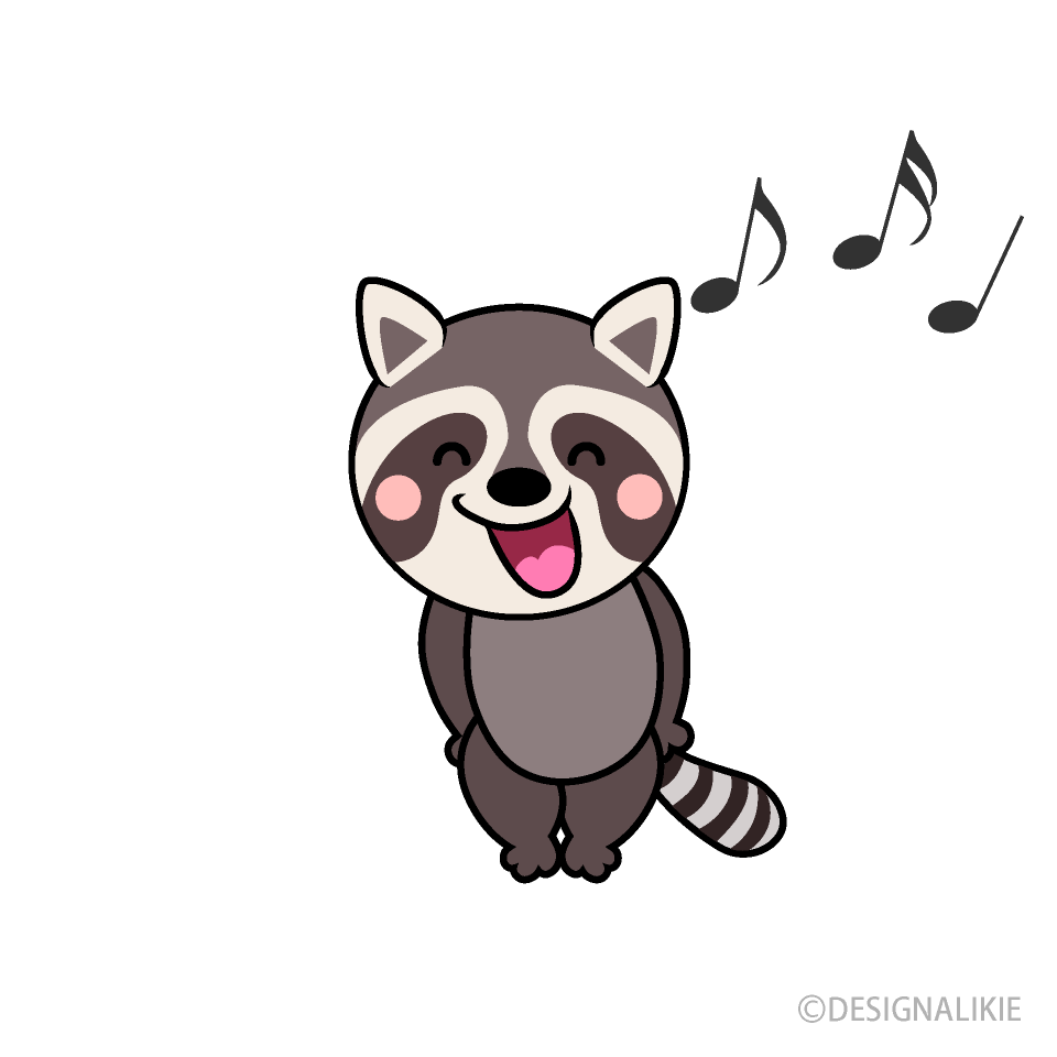 歌うアライグマキャラ