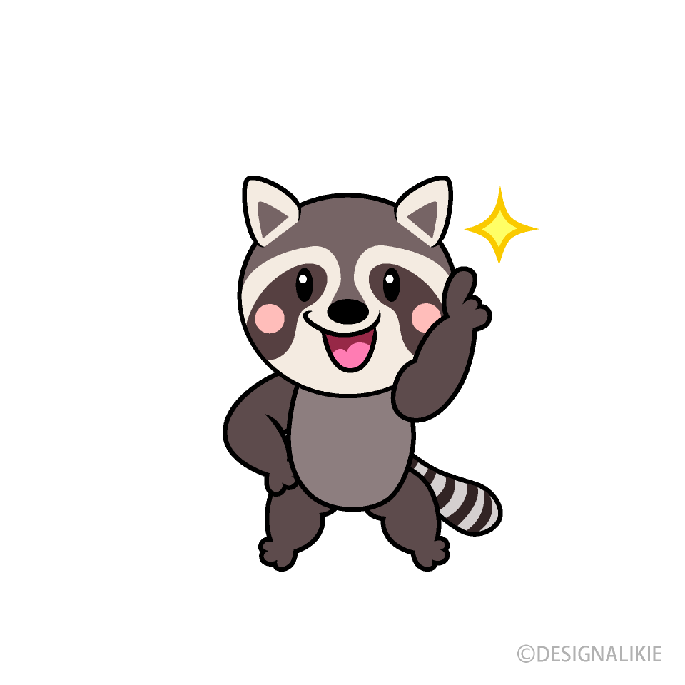 ポーズするアライグマキャラ