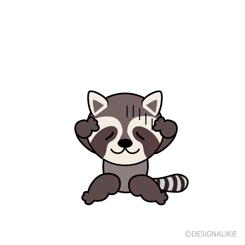 悩むアライグマキャラ