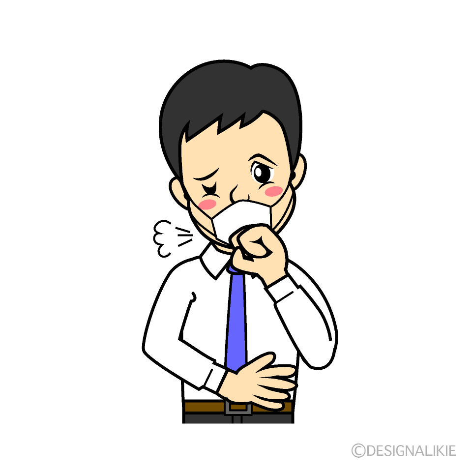 風邪で咳をする男性