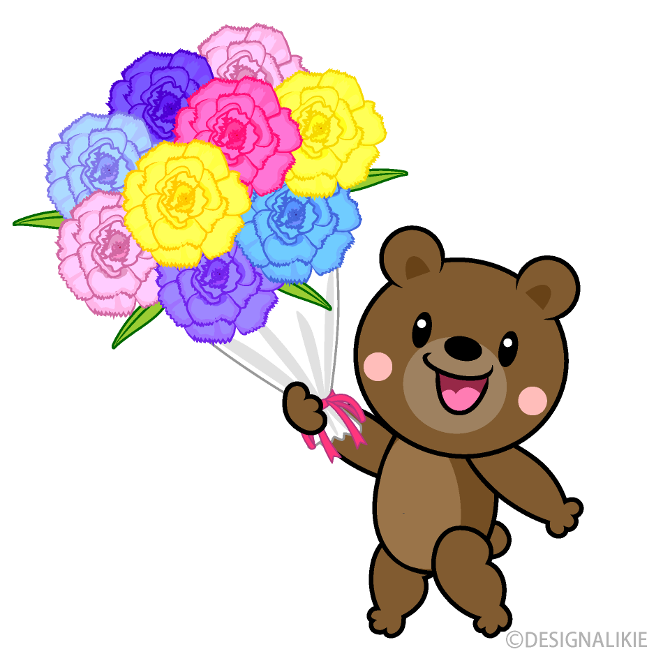 お祝いするクマキャラ