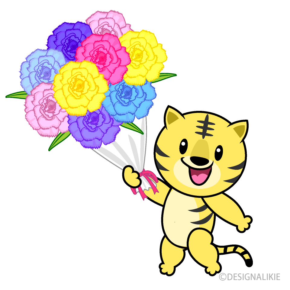 お祝いするトラキャラ