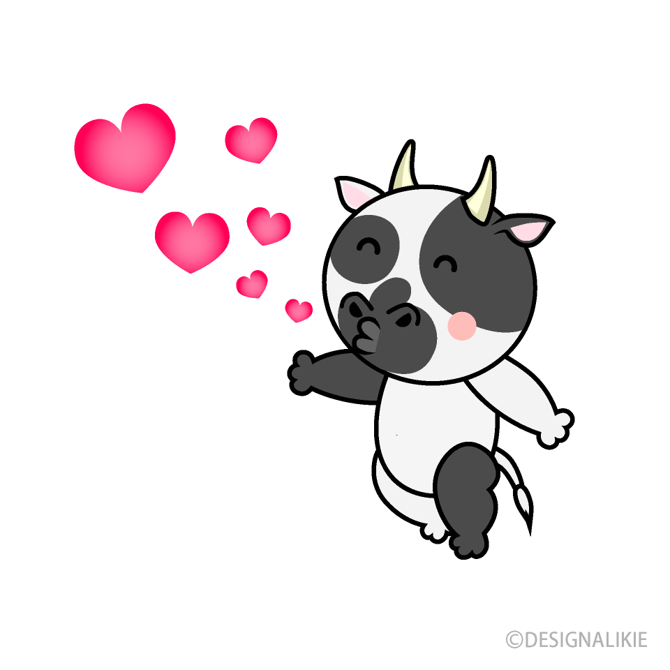 キスする牛キャラ