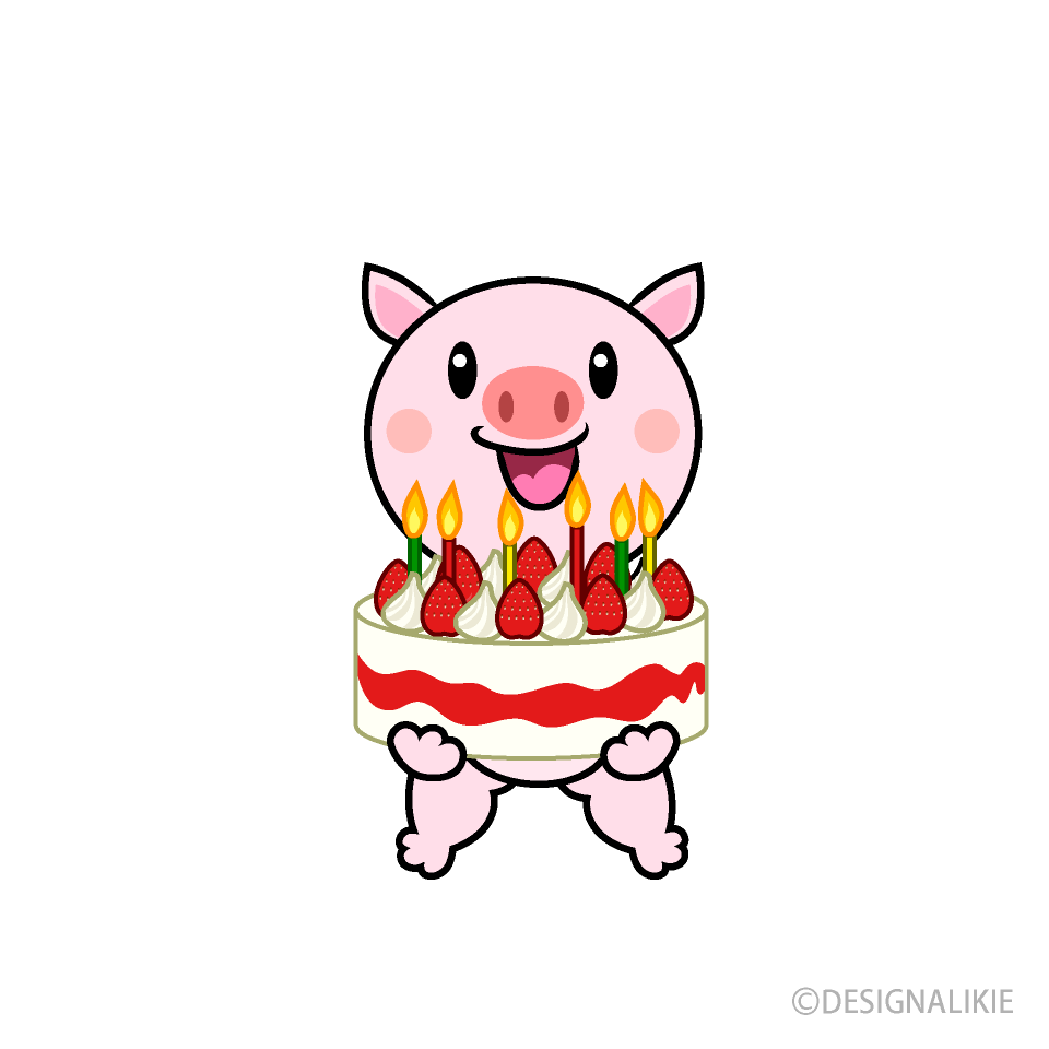 誕生日のブタキャラ
