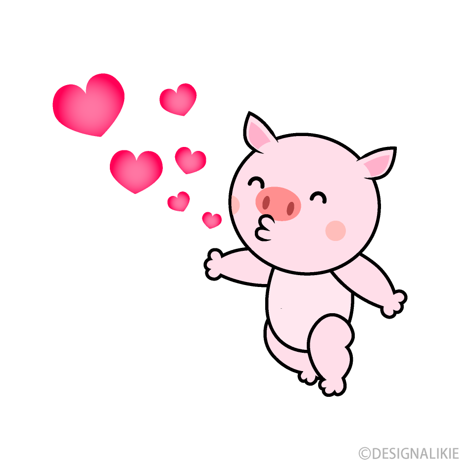 キスするブタキャラ