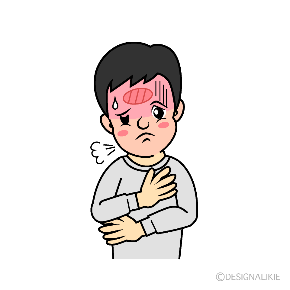 インフルエンザで高熱の男性