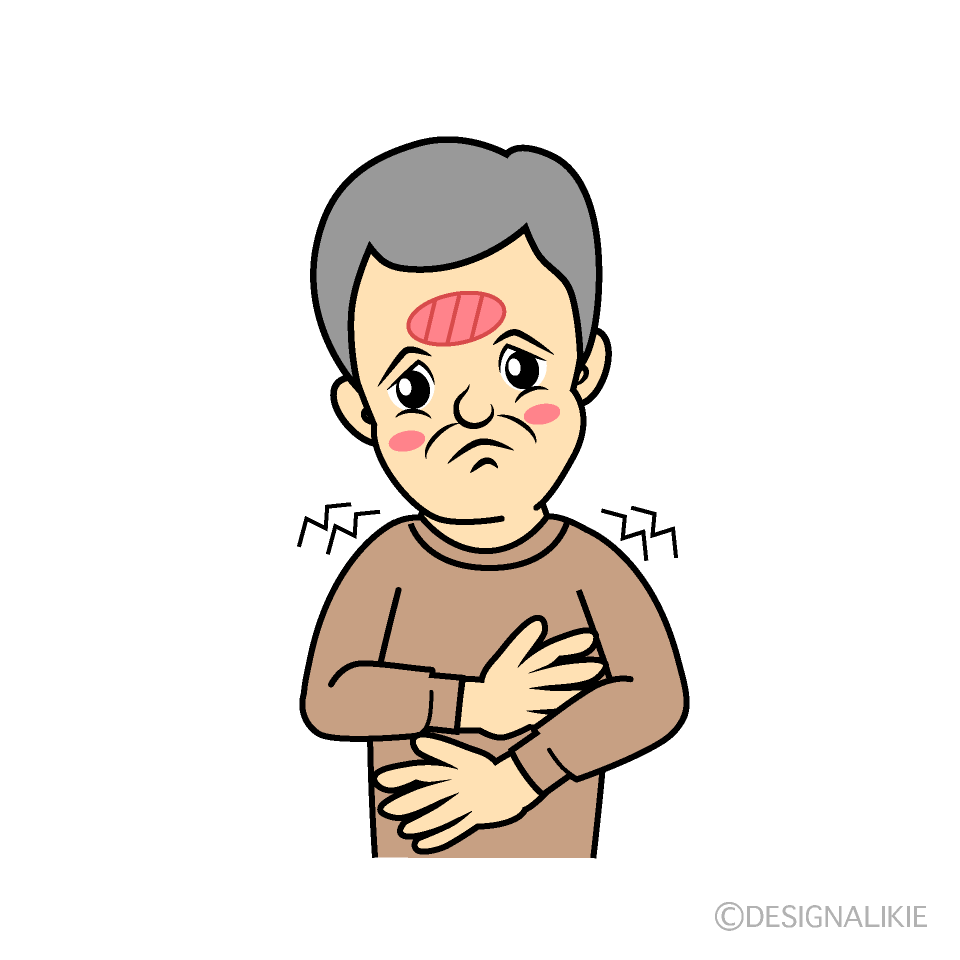 風邪で熱の出た年配の男性