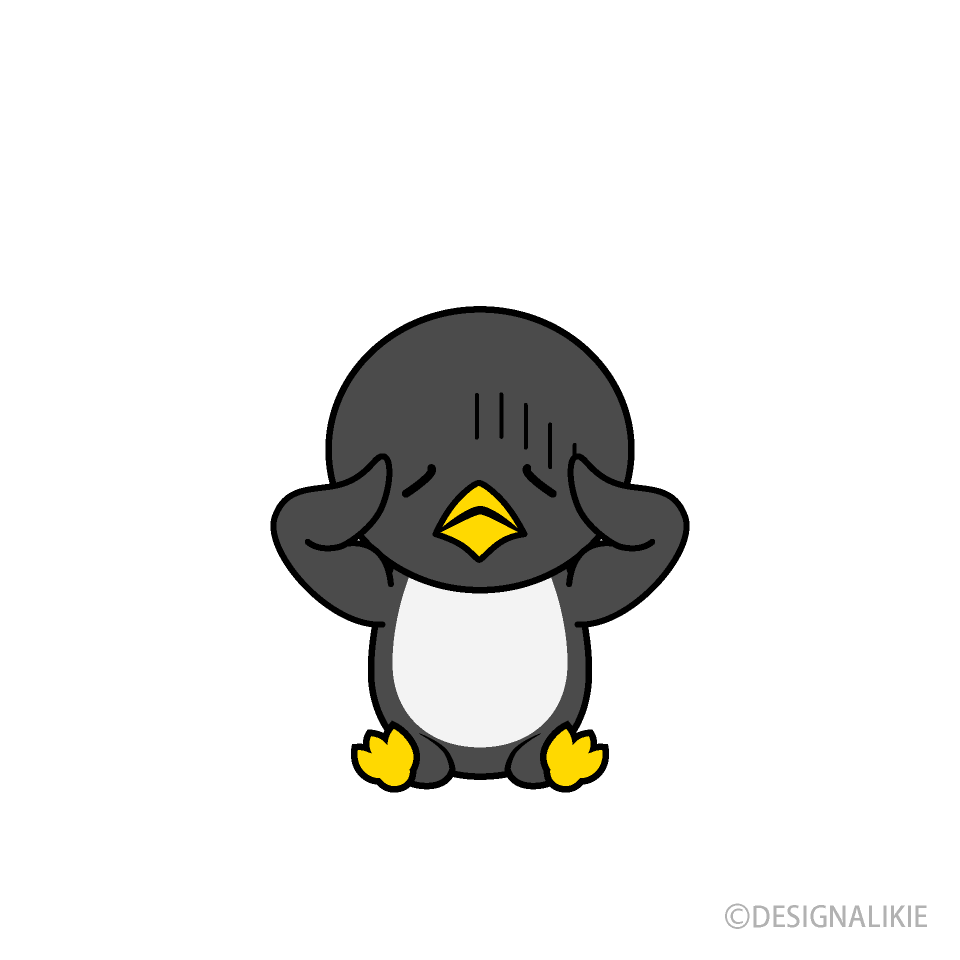 悩むペンギンキャラ