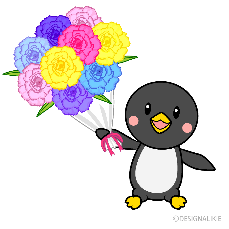 お祝いするペンギンキャラ