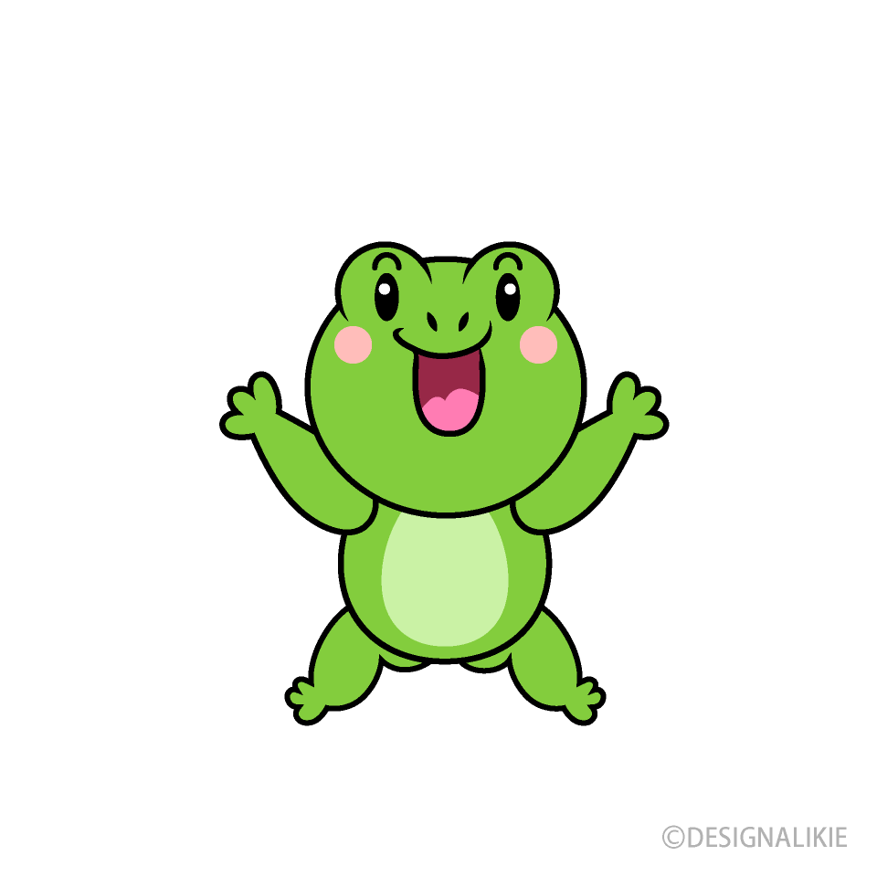 驚くカエルキャラ