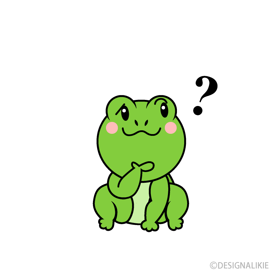 考えるカエルキャラ