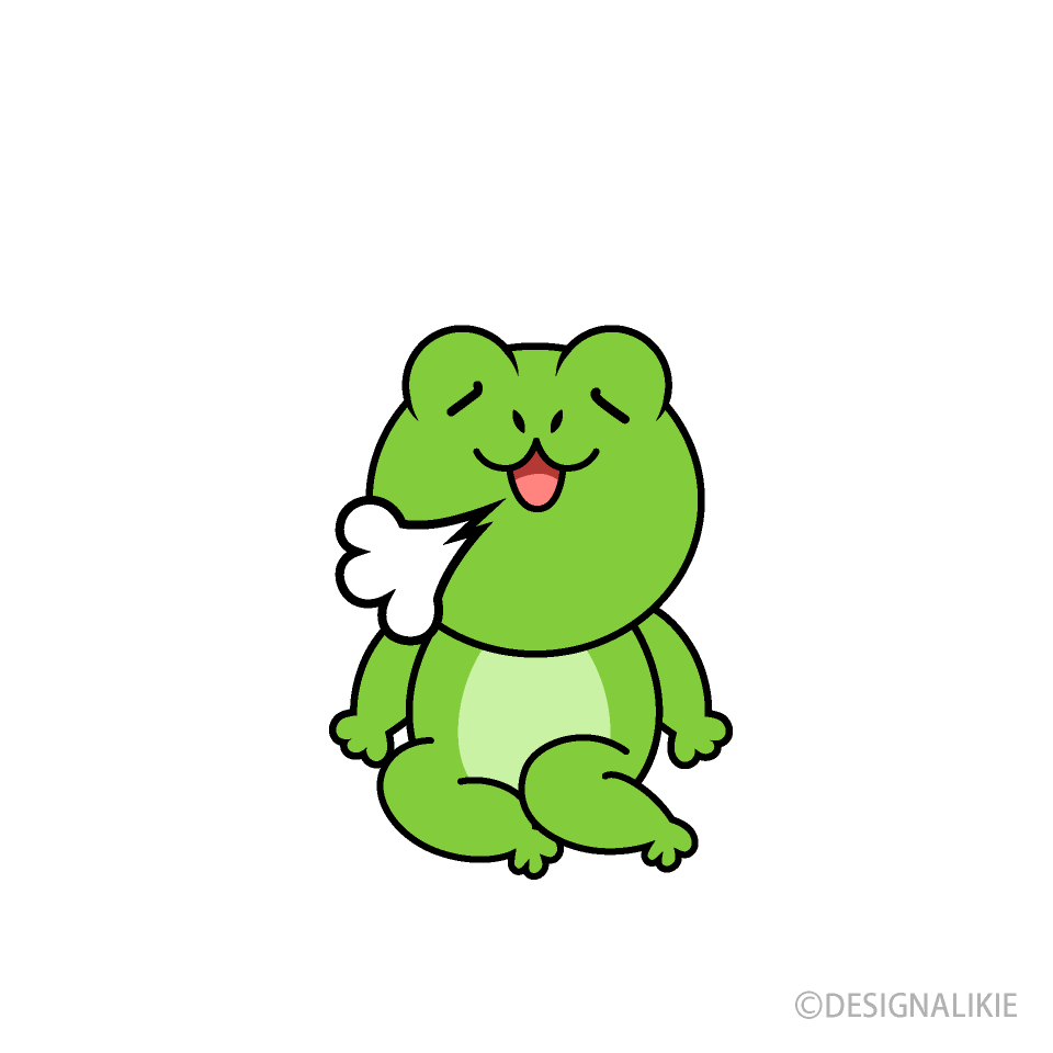 リラックスするカエルキャラ