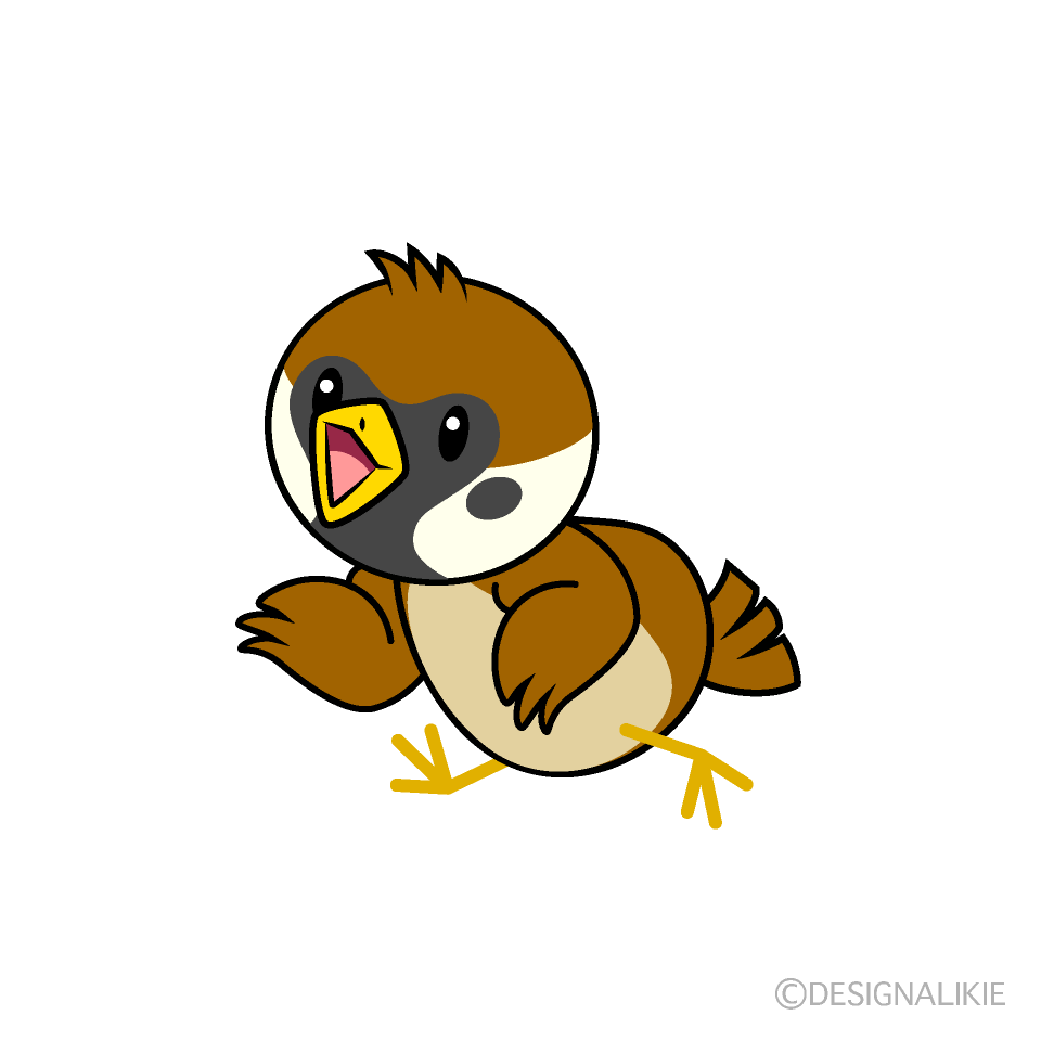 走るスズメキャラ